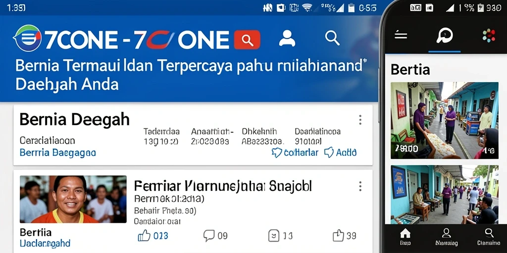 Tampilan antarmuka aplikasi 7CONE untuk berita daerah yang informatif.