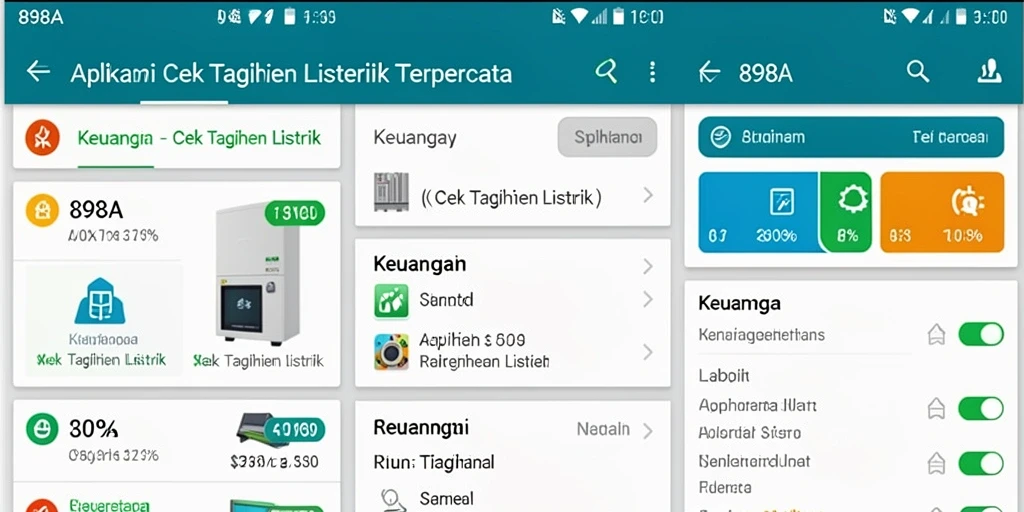Tampilan antarmuka 898A untuk cek tagihan listrik dengan fitur notifikasi.