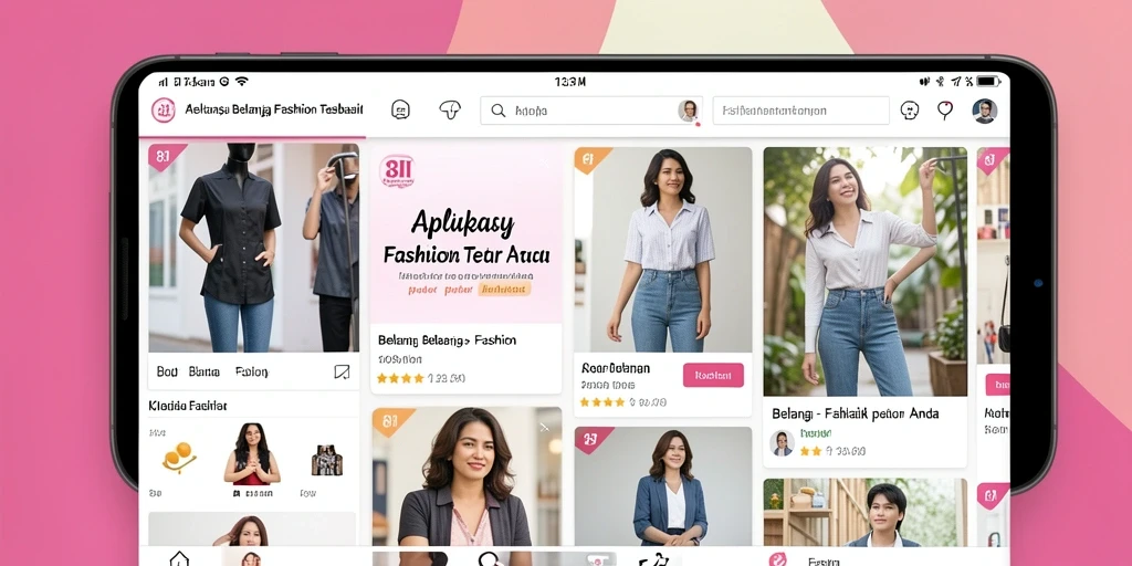 Antarmuka aplikasi 8II dengan berbagai pilihan fashion menarik.