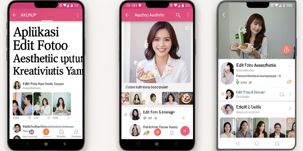 Antarmuka AKUNJP dengan berbagai fitur Edit Foto Aesthetic.
