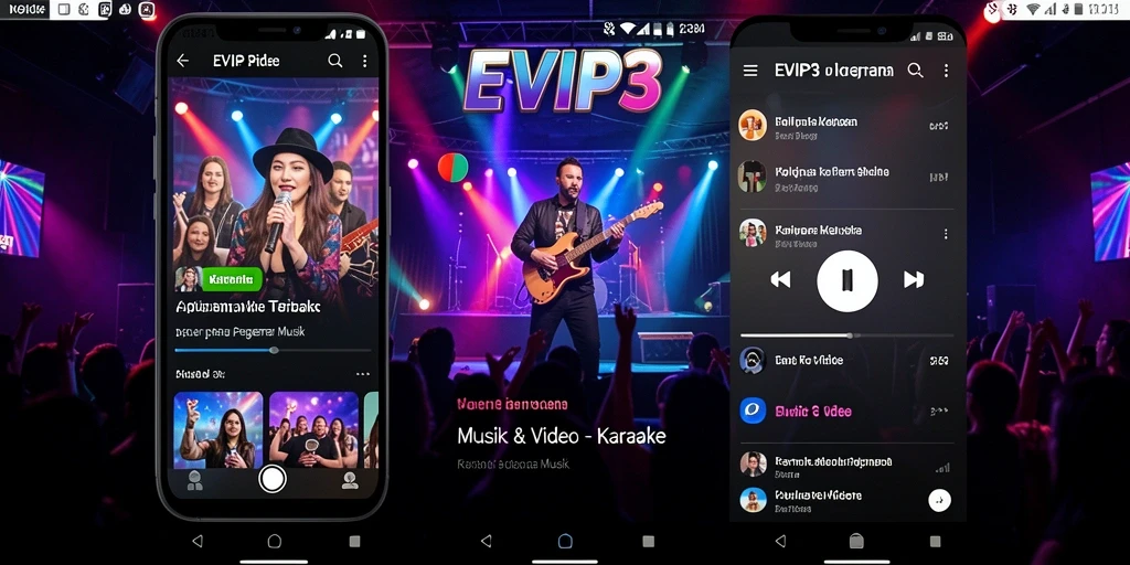 Antarmuka aplikasi EVIP3 yang menarik dengan fitur Karaoke lengkap.