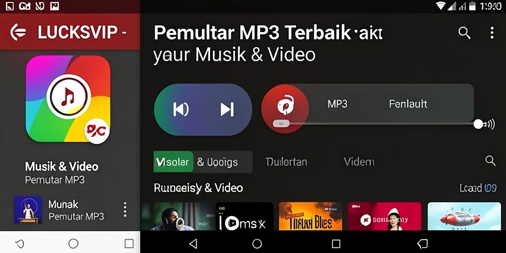 Tampilan antarmuka LUCKSVIP dengan pemutar MP3 yang memudahkan navigasi.