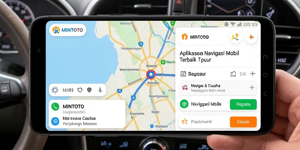 Antarmuka MINTOTO yang sederhana dan informatif untuk navigasi mobil.