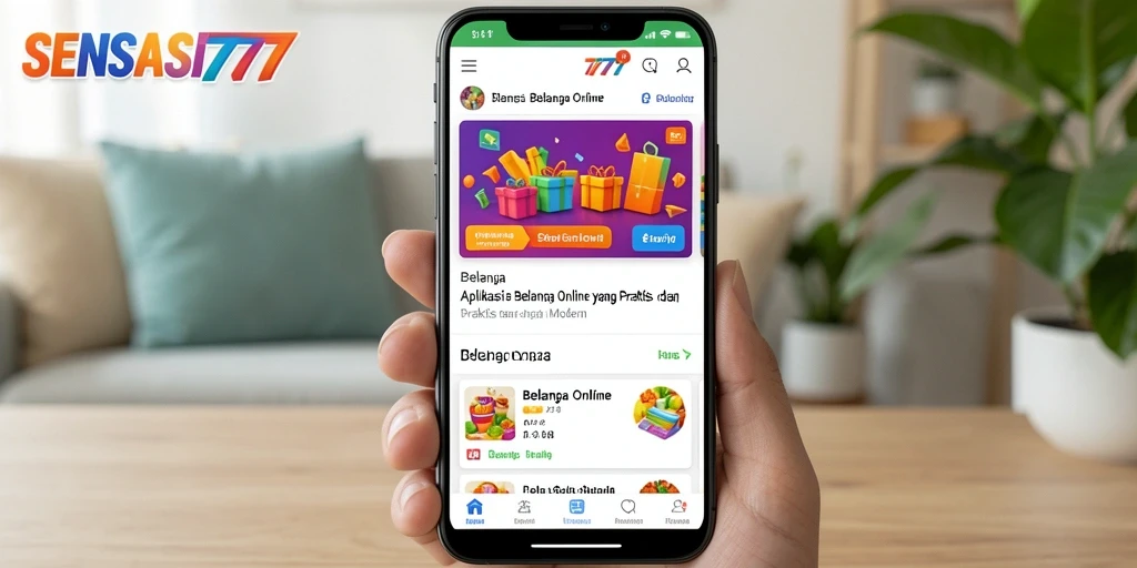 Antarmuka aplikasi SENSASI777 yang memudahkan belanja online.