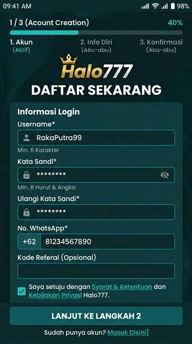 Panduan Membuat Akun Baru halo777 untuk Android